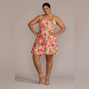 DB STUDIOS FLORAL PATTERNED LACE A-LINE 18